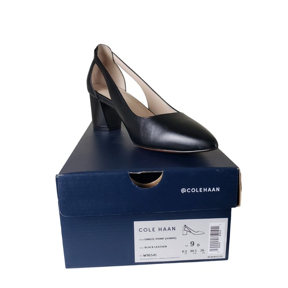 Cole Haan Emilee Black Leather Cutout Pump 9B Excellent Condition - Picture 2 of 16